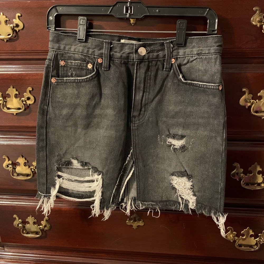 Free People gray denim skirt